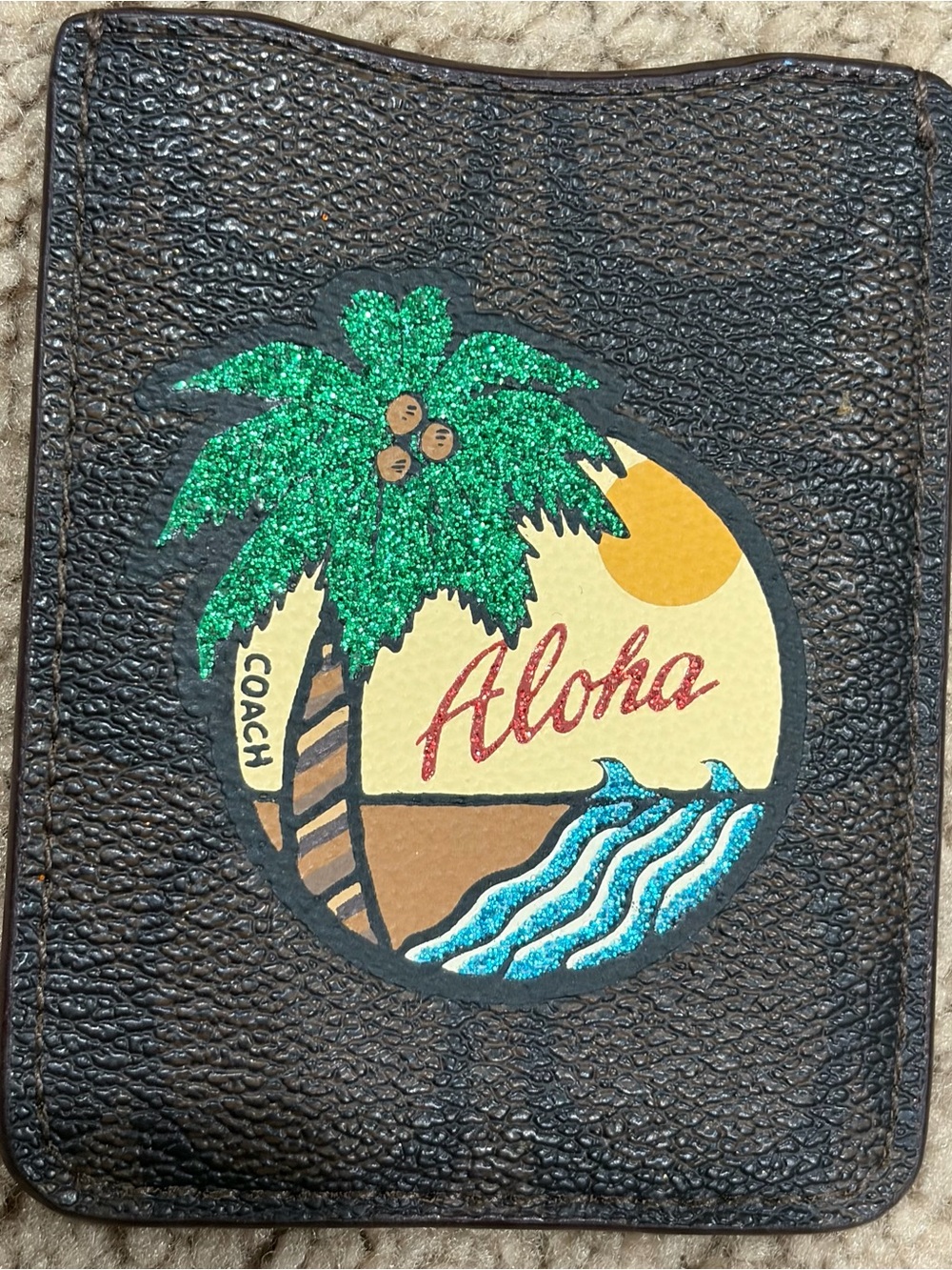 Coach Large Wristlet Denim Hawaii Surf Embroidered Patch with Matching Card Case - Picture 8 of 9